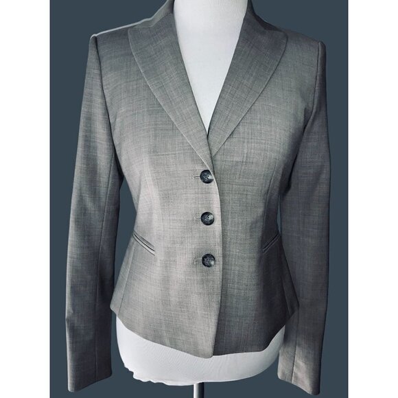 $198 NWT ANN TAYLOR LADIES COLLARED BUTTON LINED LONG SLEEVE LIGHT GRAY BLAZER 2 - Picture 8 of 8